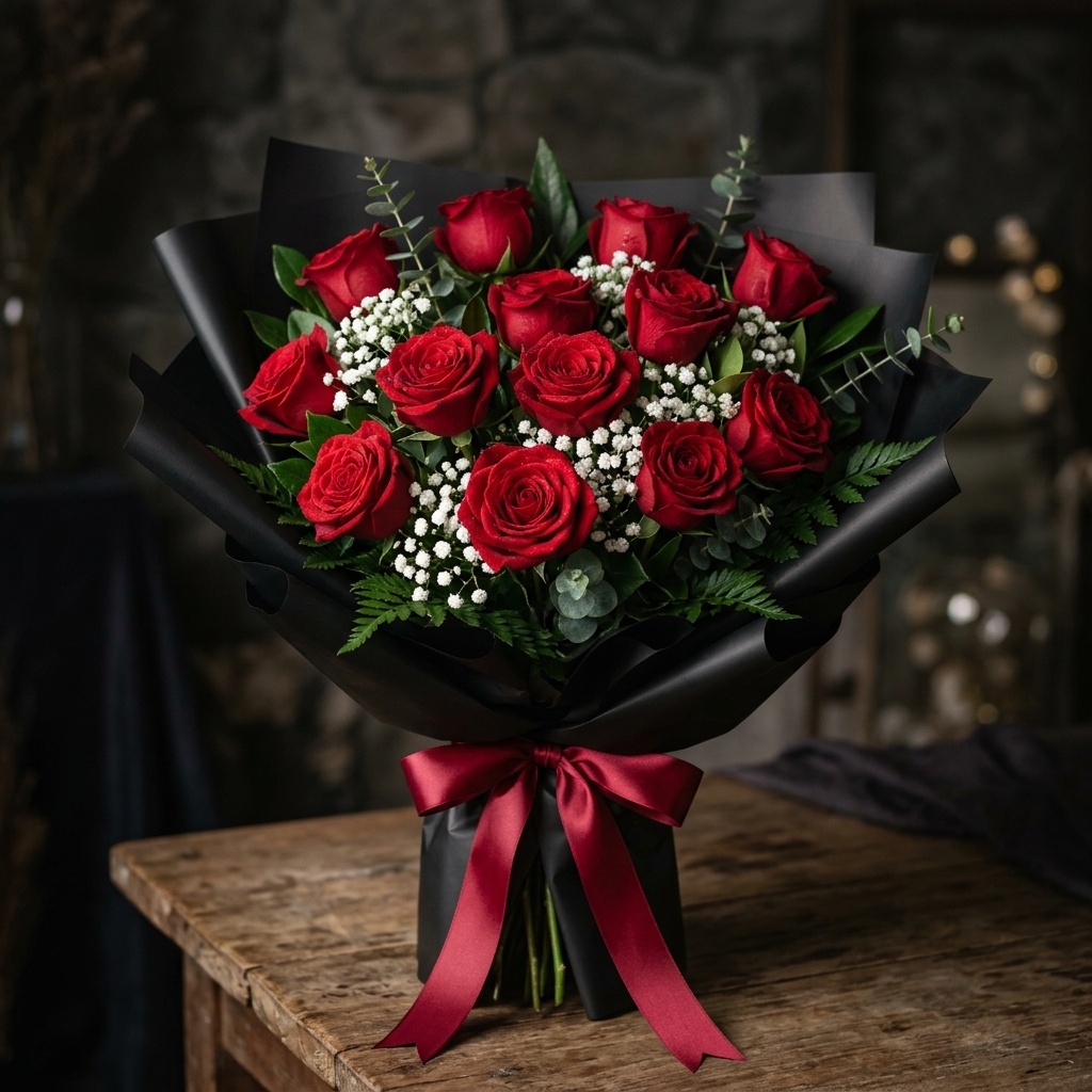 Classic red rose Valentine's Day bouquet